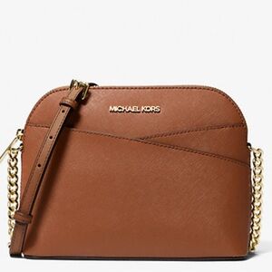 Michael Kors Brown Dome Crossbody Bag with Gold Hardware